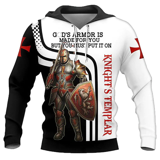 Christianartbag Clothing, Knight Templar Armor Jesus God Guard, Christian 3D T-Shirt, Christian 3D Hoodie, Christian 3D Sweater, Unisex 3D T-Shirt. - Christian Art Bag