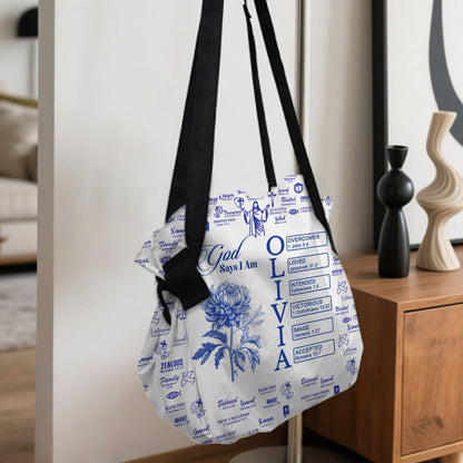 Personalized Christian Tote Bag – Large Oxford Fabric Shoulder Bag with Custom Name, Bible Verses & Birth Flower – CHRISTIANARTBAG