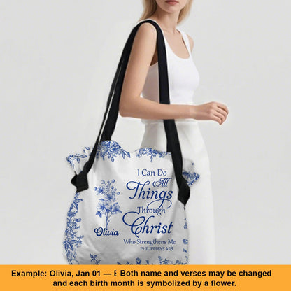 Personalized Large Oxford Fabric Tote Bag – Christian Bible Verse Shoulder Bag with Custom Name & Scripture – CHRISTIANARTBAG