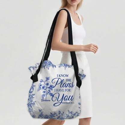 Personalized Large Oxford Fabric Tote Bag – Christian Bible Verse Shoulder Bag with Custom Name & Scripture – CHRISTIANARTBAG