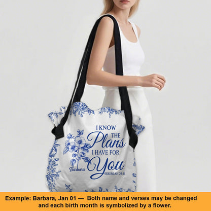 Personalized Large Oxford Fabric Tote Bag – Christian Bible Verse Shoulder Bag with Custom Name & Scripture – CHRISTIANARTBAG
