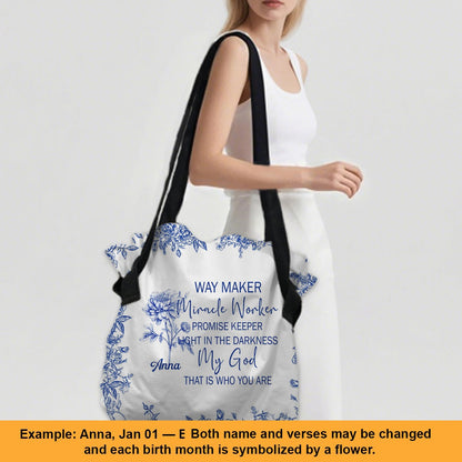 Personalized Large Oxford Fabric Tote Bag – Christian Bible Verse Shoulder Bag with Custom Name & Scripture – CHRISTIANARTBAG