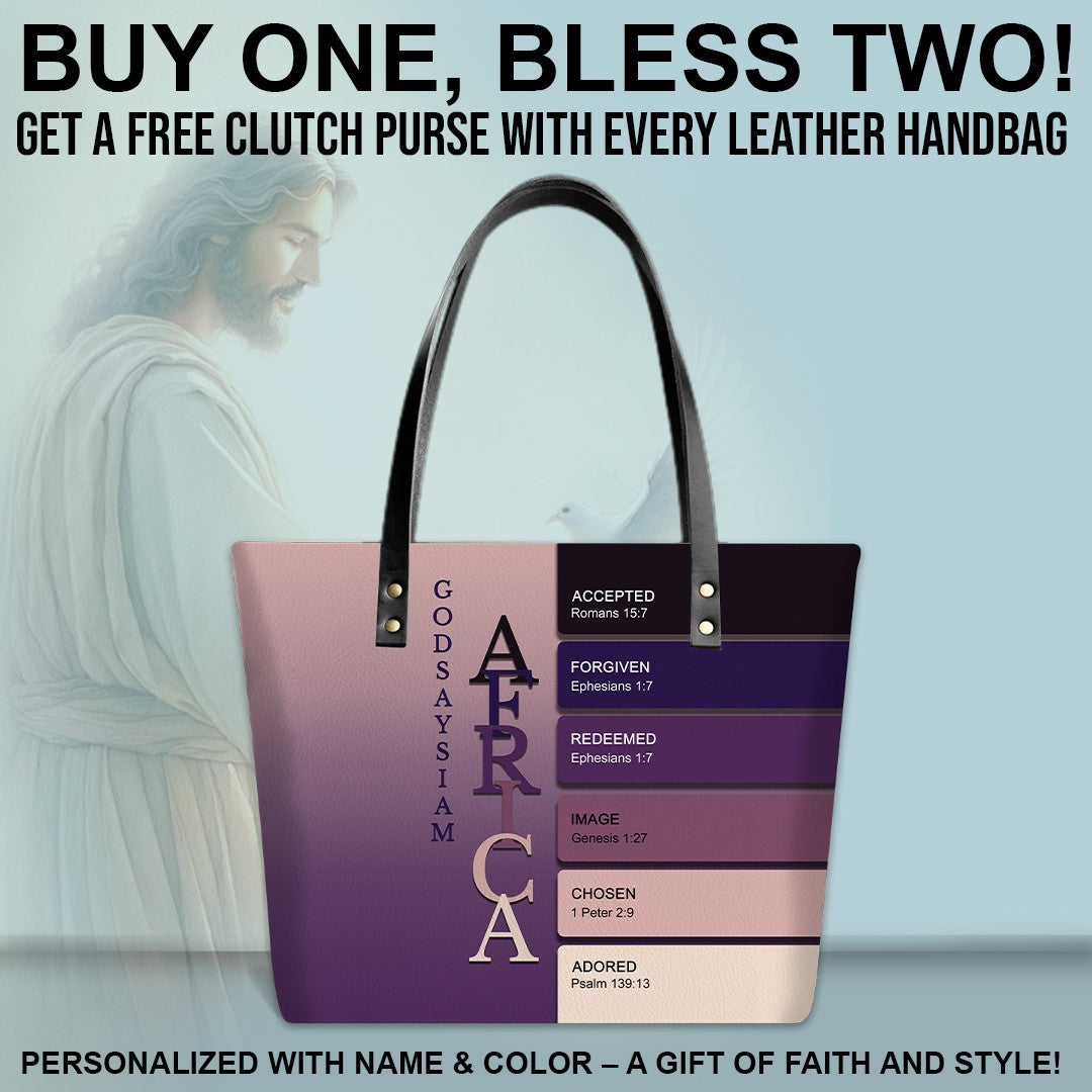 Uncover the sacred meaning of your name - Personalized Leather TOTE Bag Luxury – Free Clutch Purse Gift | CHRISTIANARTBAG