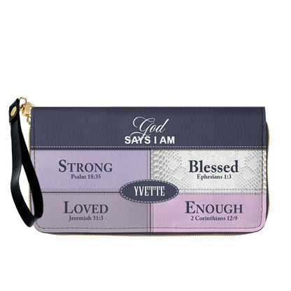 Personalized “God Says I Am” Leather Handbag for Christian Women – Custom Name & Color | CHRISTIANARTBAG 0111725
