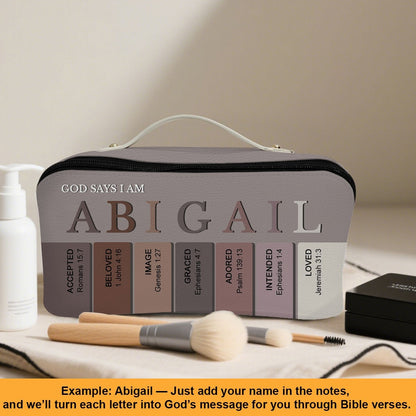 Personalized Christian Makeup Bag with Bible Verses – Custom Name Cosmetic Pouch by CHRISTIANARTBAG