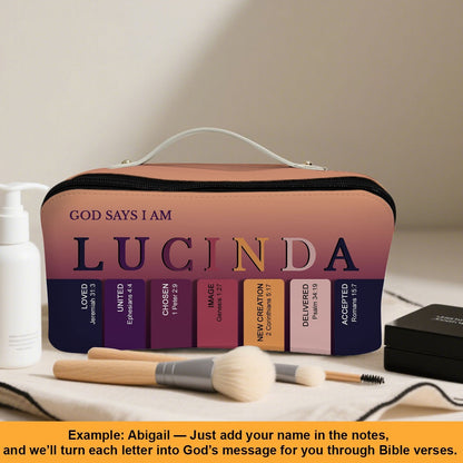 Personalized Christian Makeup Bag with Bible Verses – Custom Name Cosmetic Pouch by CHRISTIANARTBAG