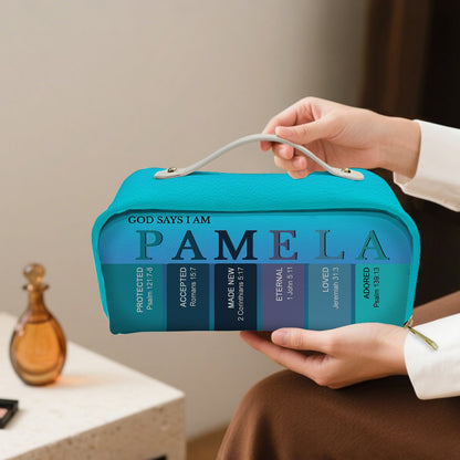 Personalized Christian Makeup Bag with Bible Verses – Custom Name Cosmetic Pouch by CHRISTIANARTBAG