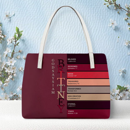 Personalized Christian Tote Bag – God Says I Am Custom Name & Color with Bible Verses | CHRISTIANARTBAG