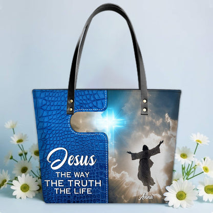 Personalized Leather Tote Bag Luxury – Custom Christian Bible Verse Tote by CHRISTIANARTBAG