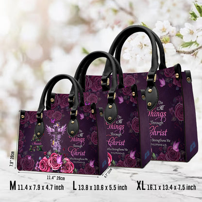 Personalized Floral Leather Handbag - Custom Name | CHRISTIANARTBAG