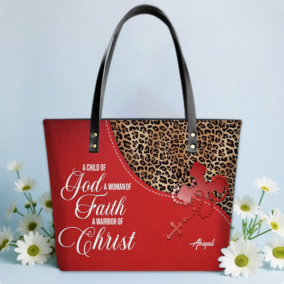 Personalized Christian Leather Tote Bag Luxury – Bible Verse Handbag by CHRISTIANARTBAG