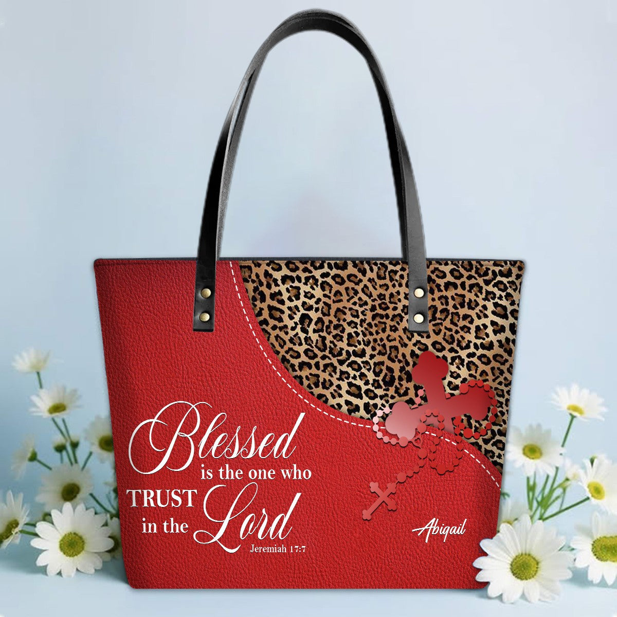 Personalized Christian Leather Tote Bag Luxury – Bible Verse Handbag by CHRISTIANARTBAG