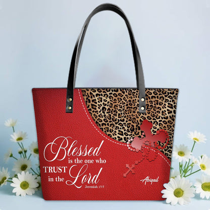 Personalized Christian Leather Tote Bag Luxury – Bible Verse Handbag by CHRISTIANARTBAG