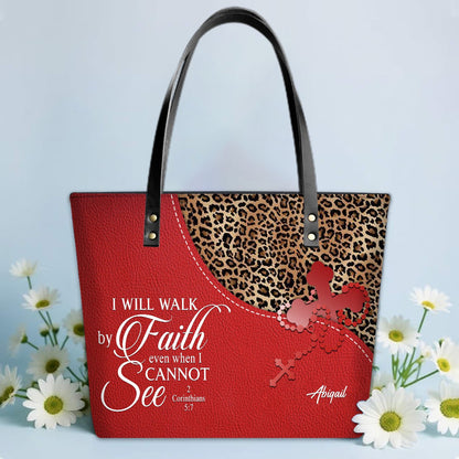 Personalized Christian Leather Tote Bag Luxury – Bible Verse Handbag by CHRISTIANARTBAG