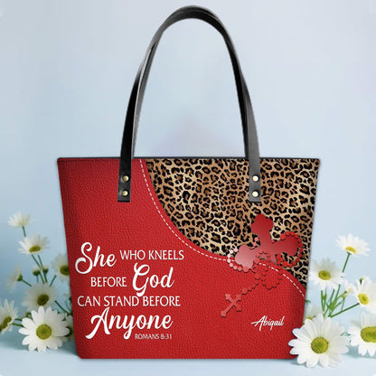 Personalized Christian Leather Tote Bag Luxury – Bible Verse Handbag by CHRISTIANARTBAG