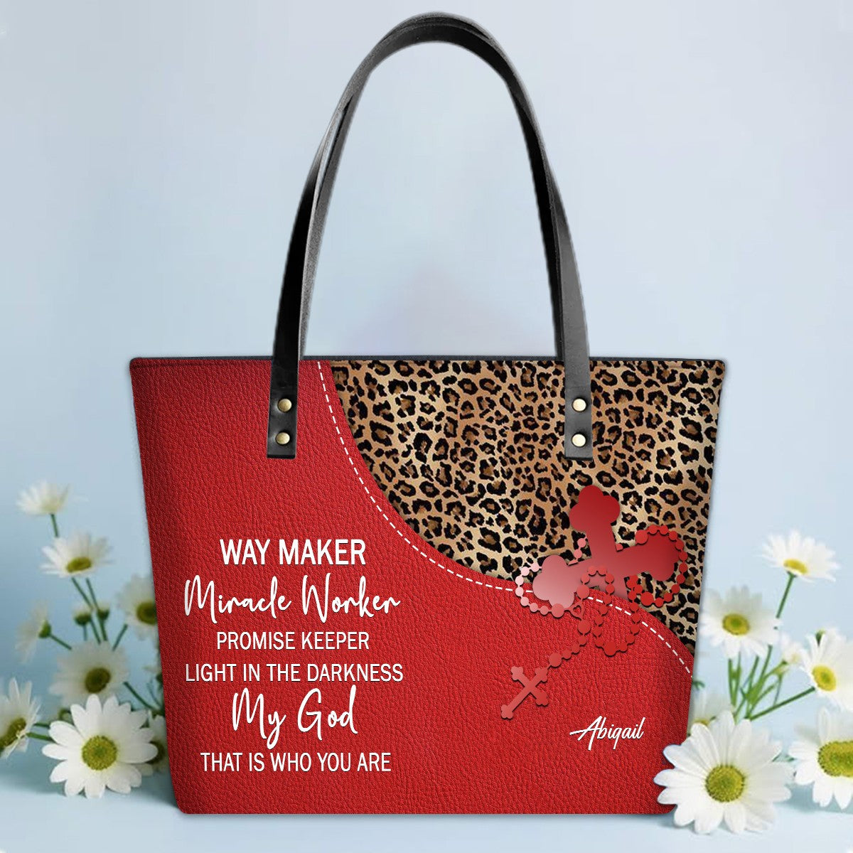 Personalized Christian Leather Tote Bag Luxury – Bible Verse Handbag by CHRISTIANARTBAG