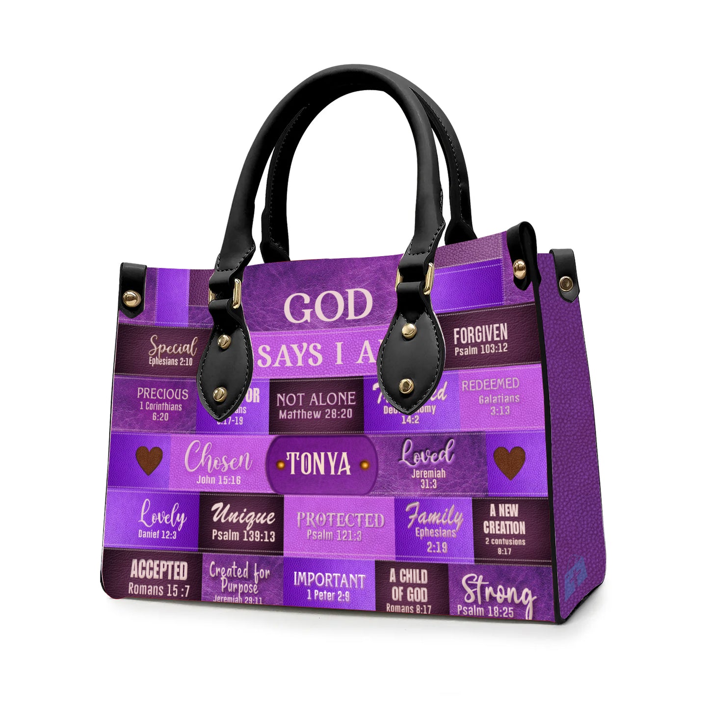 Christianartbag Handbags, God Says You Are Leather Handbag Purple, Personalized Bags, Gifts for Women, Christmas Gift, CABLTB02220923. - Christian Art Bag