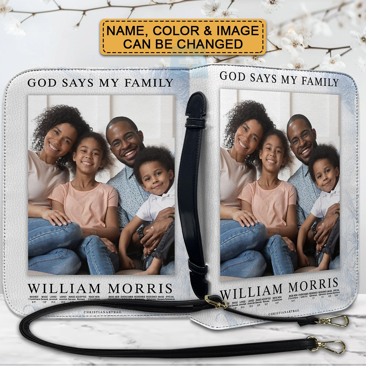 CHRISTIANARTBAG Bible Cover - Uncover the sacred meaning of your name family - Custom Name and Bible Verse - Personalized Bible Cover, CABBBCV015825