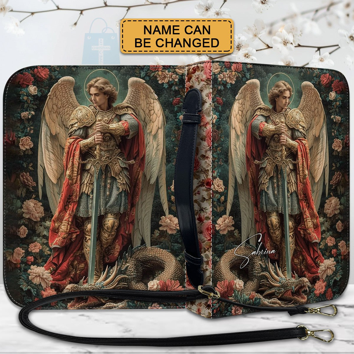 CHRISTIANARTBAG Bible Cover - Personalized Bible Cover with Archangel Warrior Design – Custom Name – CHRISTIANARTBAG Gift for Christians