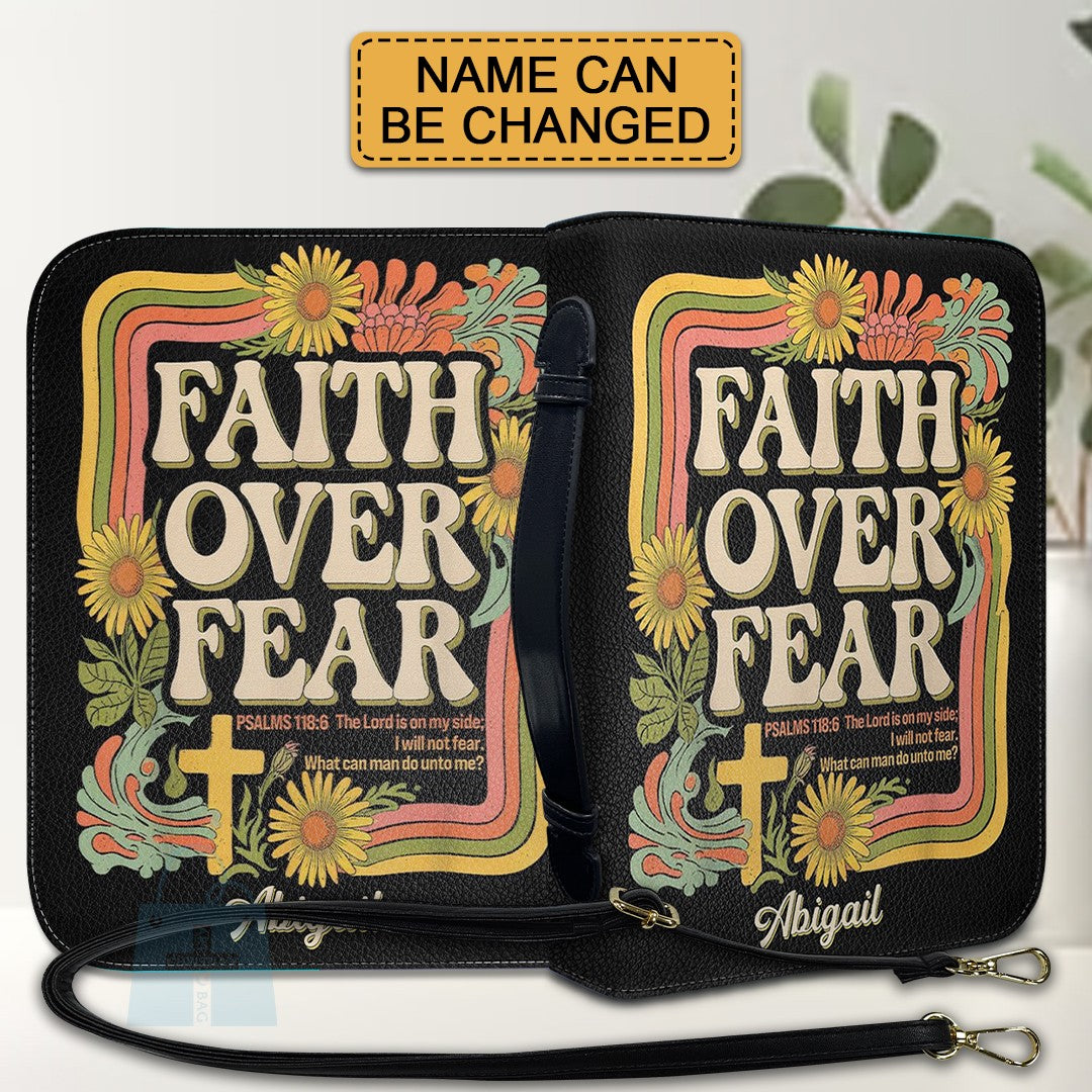 CHRISTIANARTBAG Bible Cover | Faith Over Fear - Customizable Bible Cover – Name - Christian Gifts - CAB01050525.