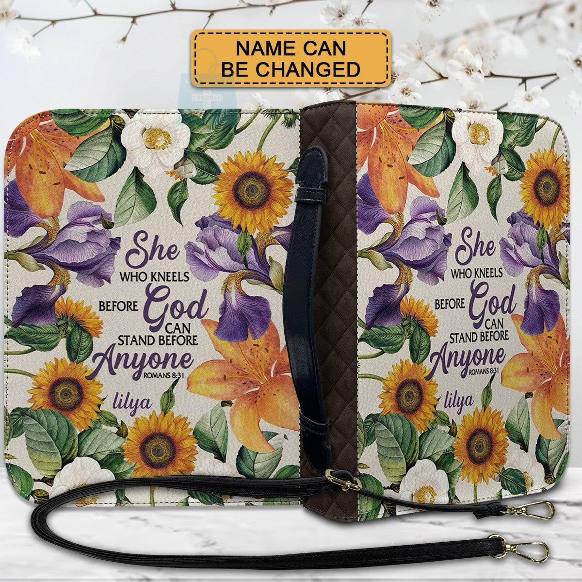 CHRISTIANARTBAG Bible Cover - She Who Kneels Before GOD - Personalized Bible Cover – Custom Name – CHRISTIANARTBAG Gift for Christians CAB02280525