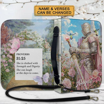 CHRISTIANARTBAG Bible Cover - Uncover the sacred meaning of your name - She is Clothed With Strength and Dignity - Personalized Bible Cover Retro Pink, CABBBCV02051525.