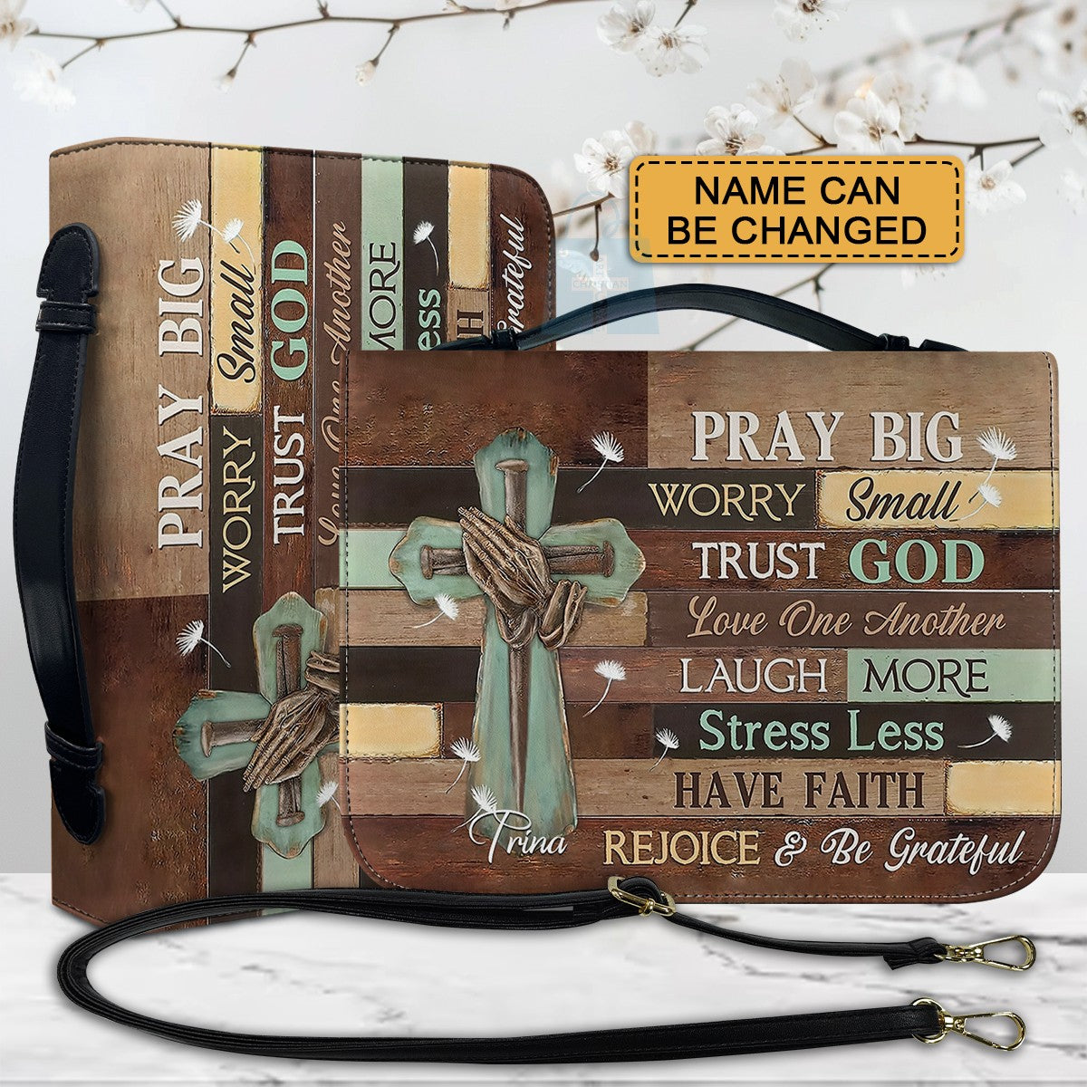 Rustic 'Pray Big, Trust God' Bible Cover – Personalize with Your Name | CHRISTIANARTBAG