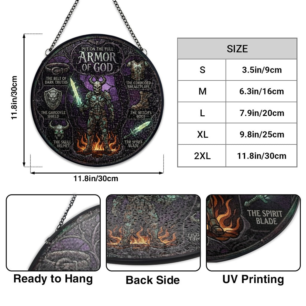 Personalized Armor of God Window Hanging Suncatcher Decor - Custom Name Stained Glass Acrylic Art | CHRISTIANARTBAG 01072326