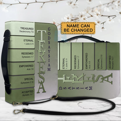 CHRISTIANARTBAG Bible Cover Natural Harmony - Uncover the sacred meaning of your name - Personalized Bible Cover Earthy tones, green gradients, calming hues, eco-friendly vibes, CABBBCV111924.