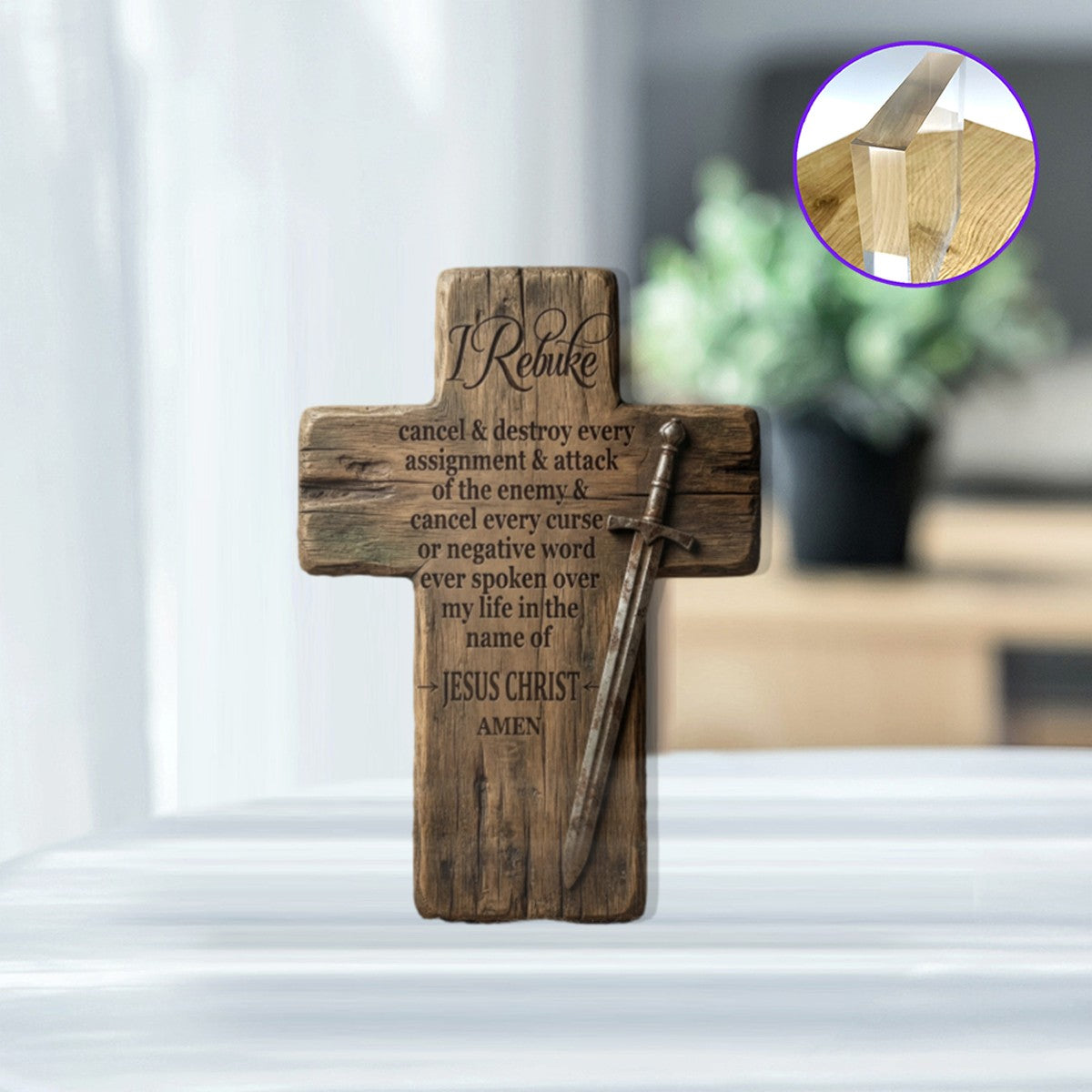 CHRISTIANARTBAG Personalized Acrylic Plaque - Custom Shape Cross Faith Decor