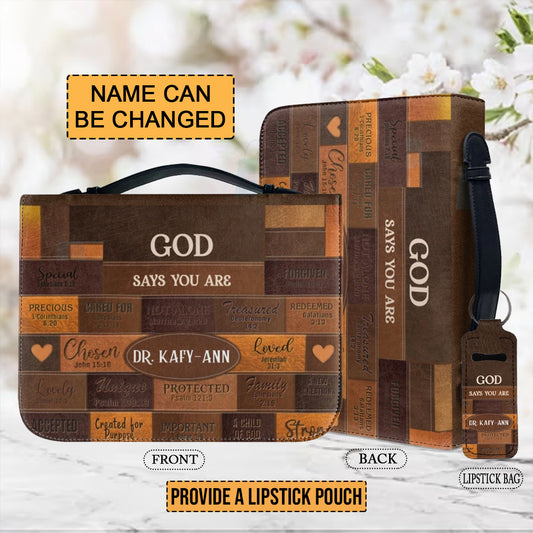 Christianartbag Bible Cover, God Says You Are Personalized Bible Cover, Personalized Bible Cover, Christmas Gift, CABBBCV01130923. - Christian Art Bag