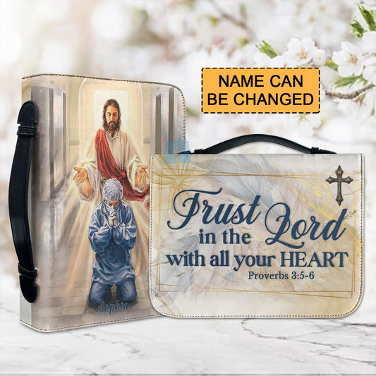 Christianartbag Bible Cover, Trust In The Lord With All Your Heart Proverbs 3:5-6 Personalized Bible Cover Purple, Nurse Bible Cover, Personalized Bible Cover, Christmas Gift, CABBBCV03021023. - Christian Art Bag