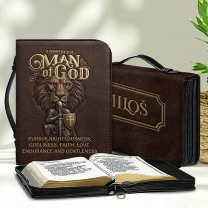 Christianart Bible Cover, Man Of God 1 Timothy 6 11 Lion Warrior, Personalized Gifts for Pastor, Gifts For Women, Gifts For Men.