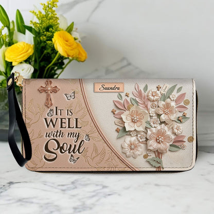 CHRISTIANARTBAG Personalized Leather Handbag and Wallet Set | Beige Custom Name Cross Purse & Long Wristlet Clutch CAB01061626
