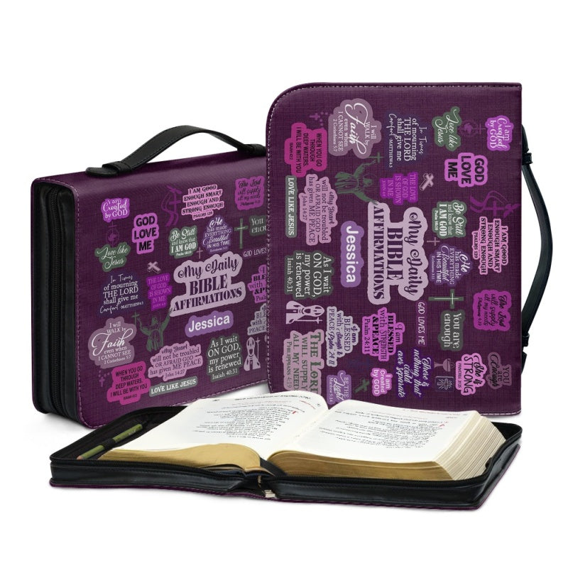 Christianartbag Bible Cover, My Daily Bible Affirmations Purple Bible Cover, Personalized Bible Cover, Purple Bible Cover, Christian Gifts, CAB171223. - Christian Art Bag