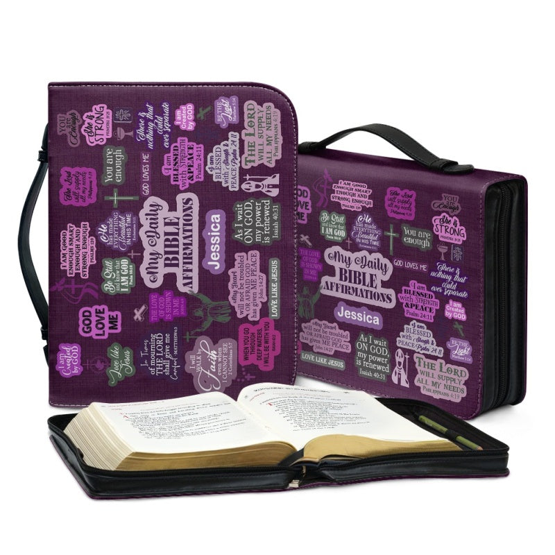 Christianartbag Bible Cover, My Daily Bible Affirmations Purple Bible Cover, Personalized Bible Cover, Purple Bible Cover, Christian Gifts, CAB171223. - Christian Art Bag