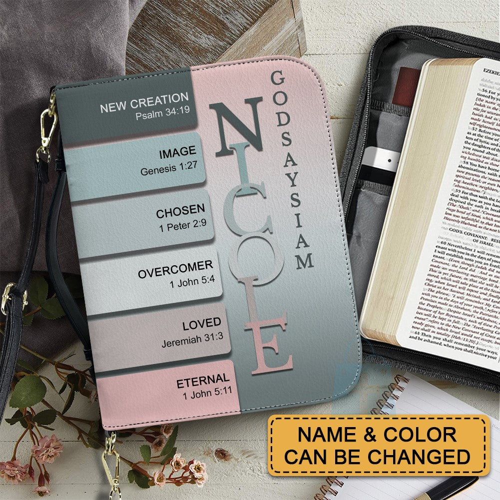 CHRISTIANARTBAG Bible Cover Silver Pink - Uncover the sacred meaning of your name - Personalized Bible Cover, CABBBCV11131124.