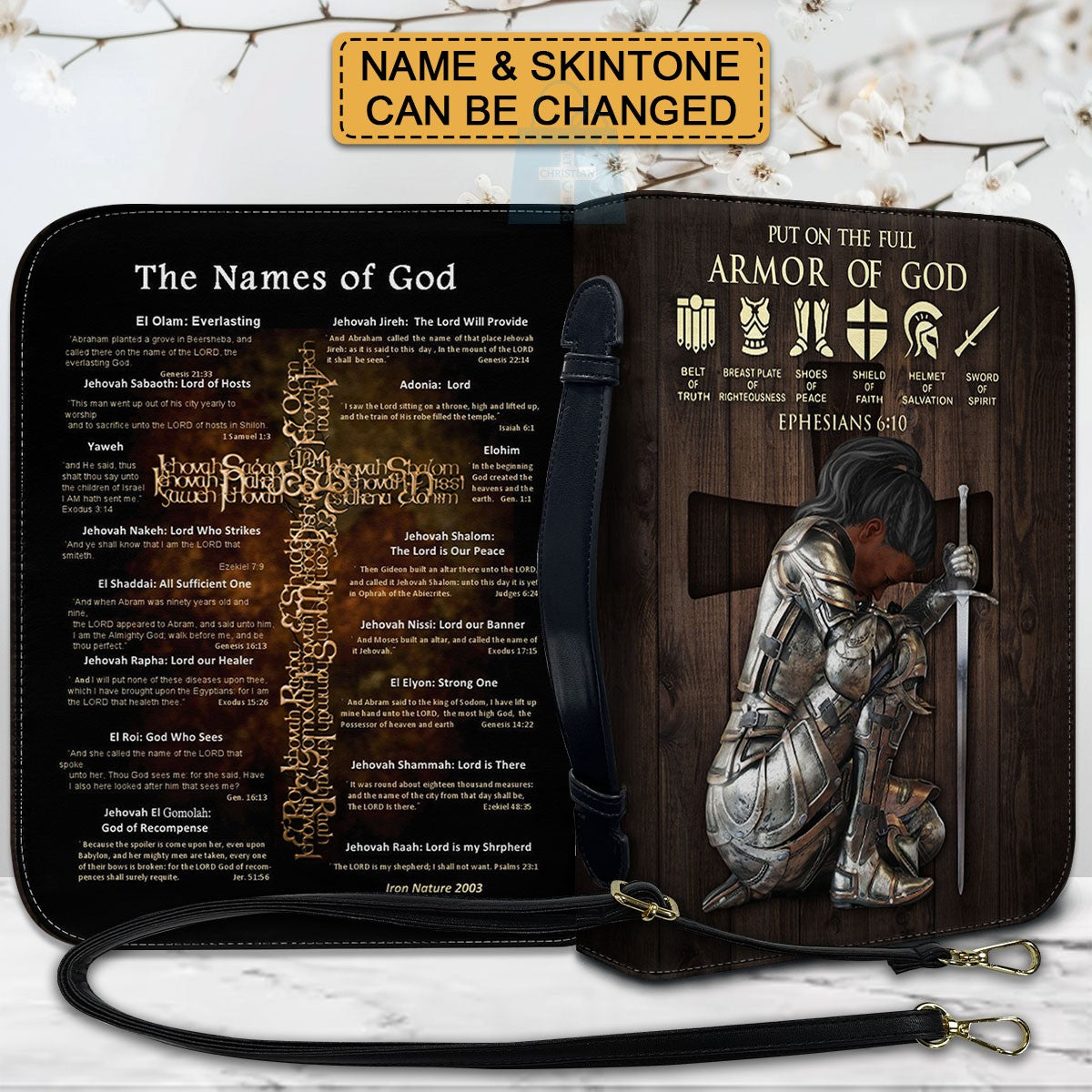 Personalized Armor of God Bible Cover – Custom Name & Scripture Christian Gift