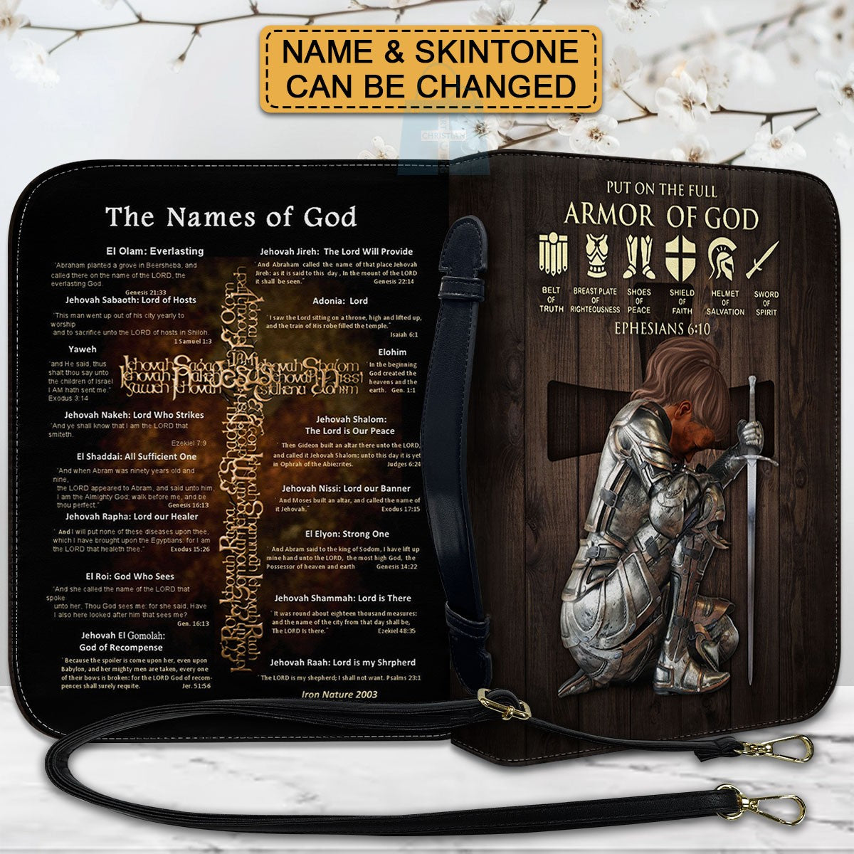 Personalized Armor of God Bible Cover – Custom Name & Scripture Christian Gift