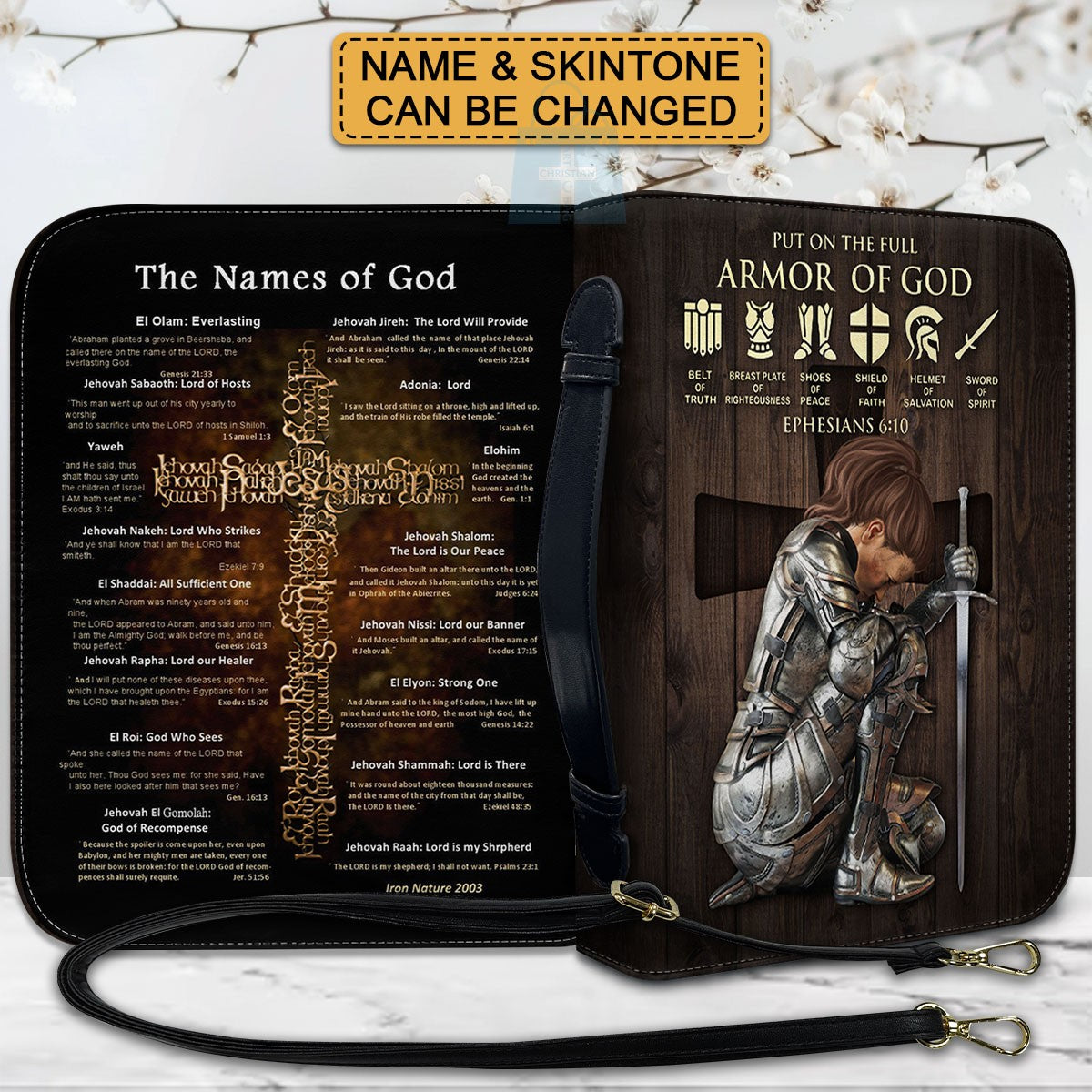 Personalized Armor of God Bible Cover – Custom Name & Scripture Christian Gift