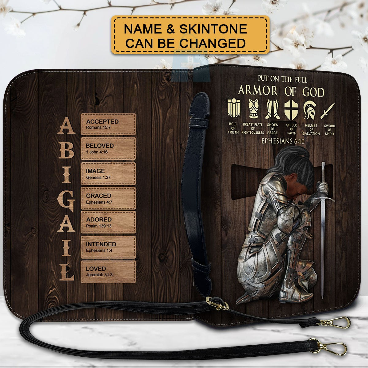 Personalized Armor of God Bible Cover – Custom Name & Scripture Christian Gift
