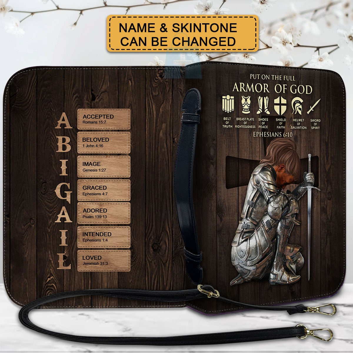 Personalized Armor of God Bible Cover – Custom Name & Scripture Christian Gift