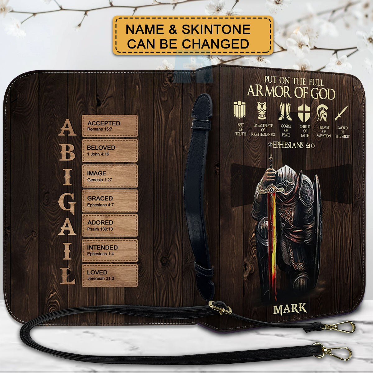 Personalized Armor of God Bible Cover – Custom Name & Scripture Christian Gift