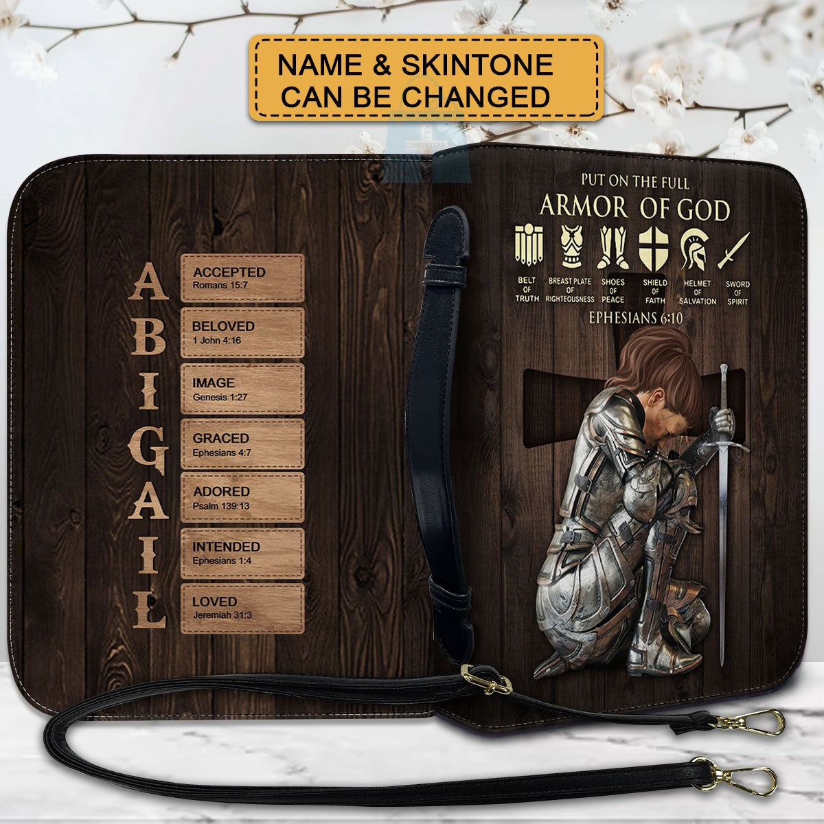Personalized Armor of God Bible Cover – Custom Name & Scripture Christian Gift