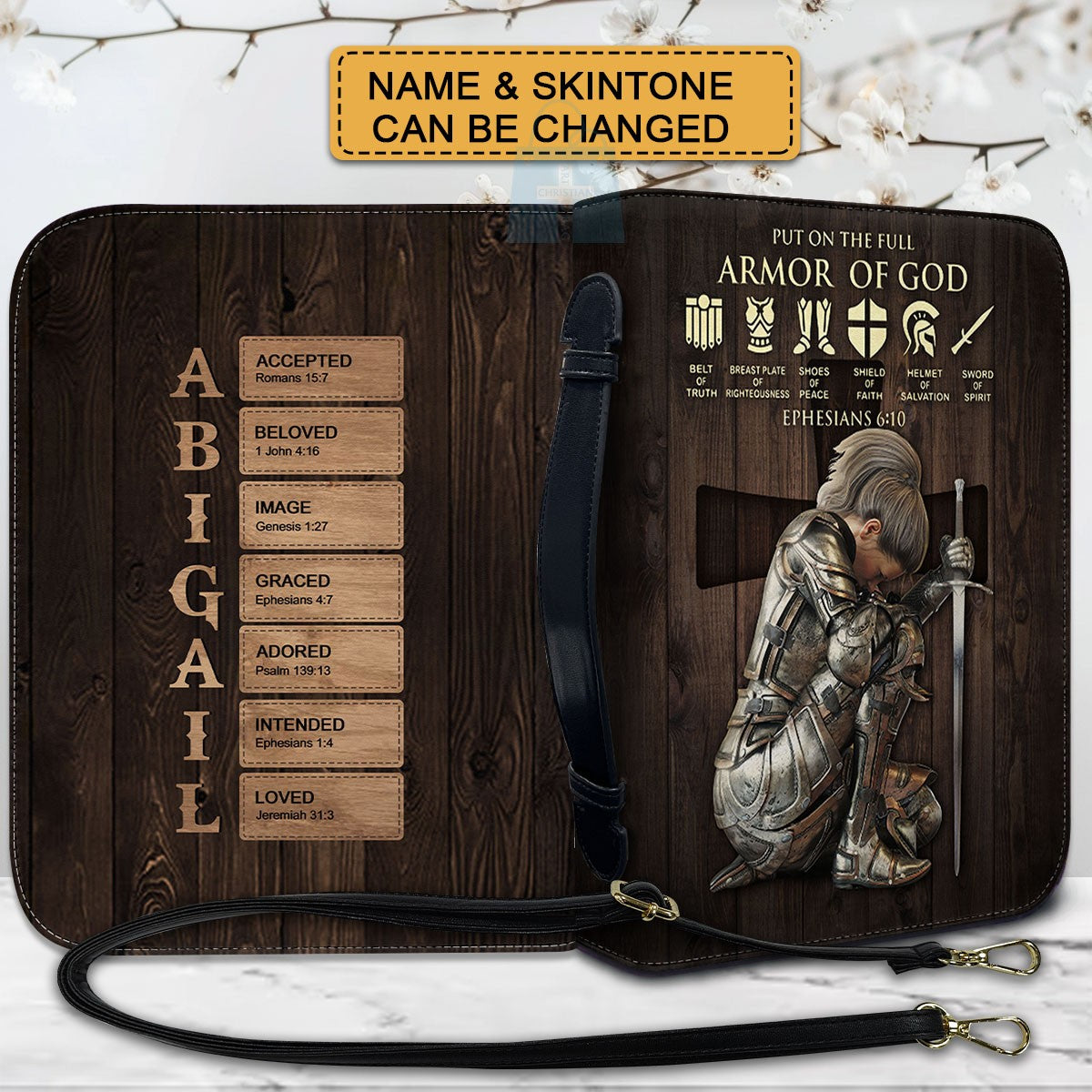 Personalized Armor of God Bible Cover – Custom Name & Scripture Christian Gift