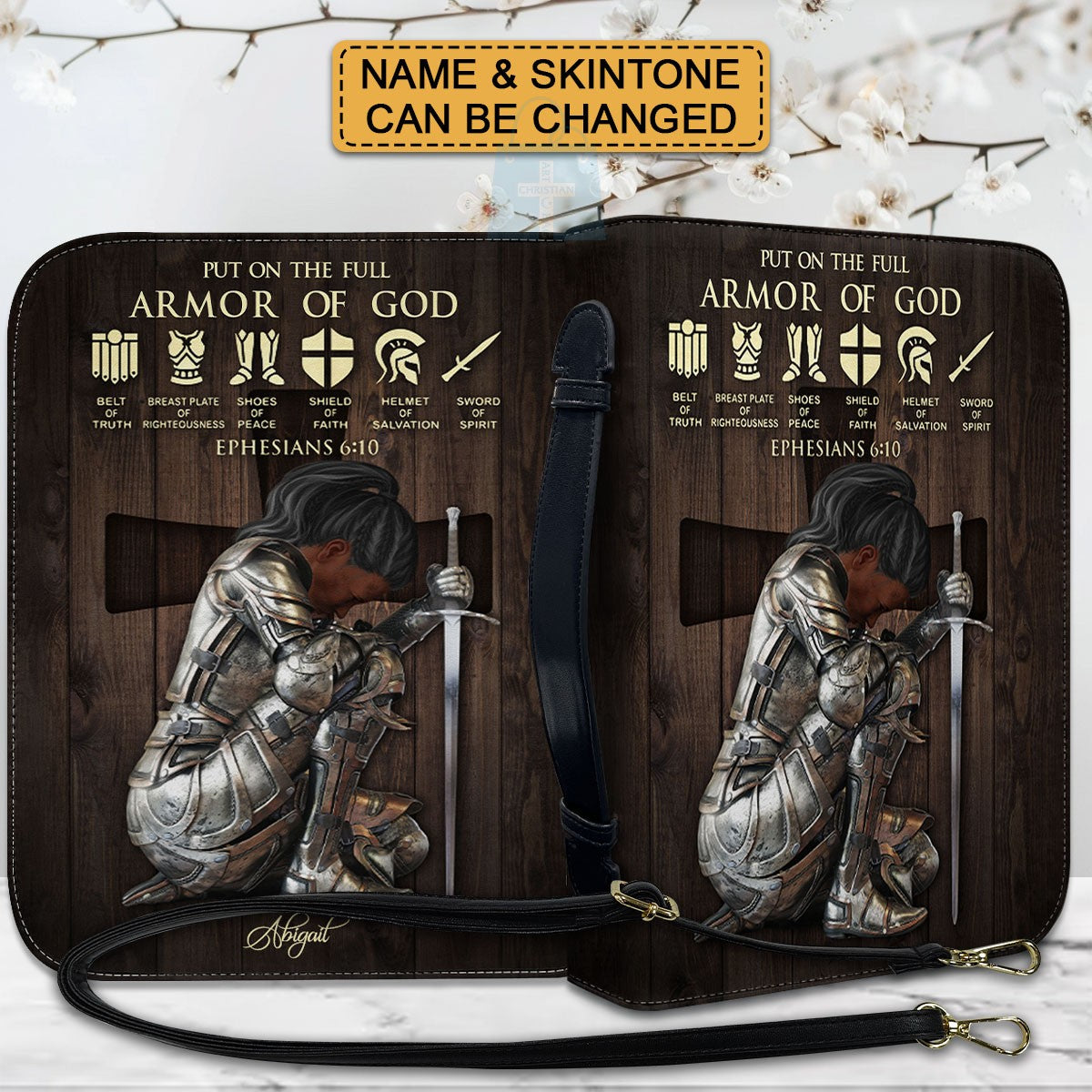 Personalized Armor of God Bible Cover – Custom Name & Scripture Christian Gift