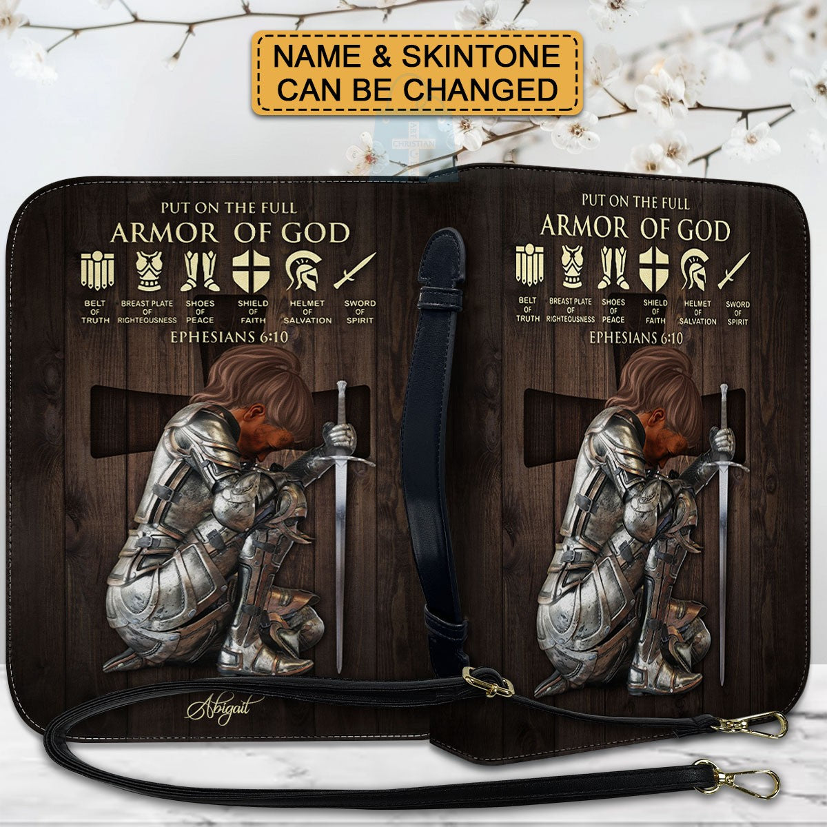 Personalized Armor of God Bible Cover – Custom Name & Scripture Christian Gift