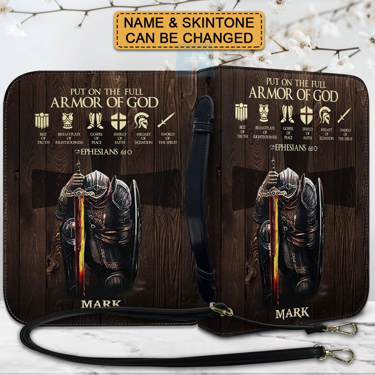 Personalized Armor of God Bible Cover – Custom Name & Scripture Christian Gift