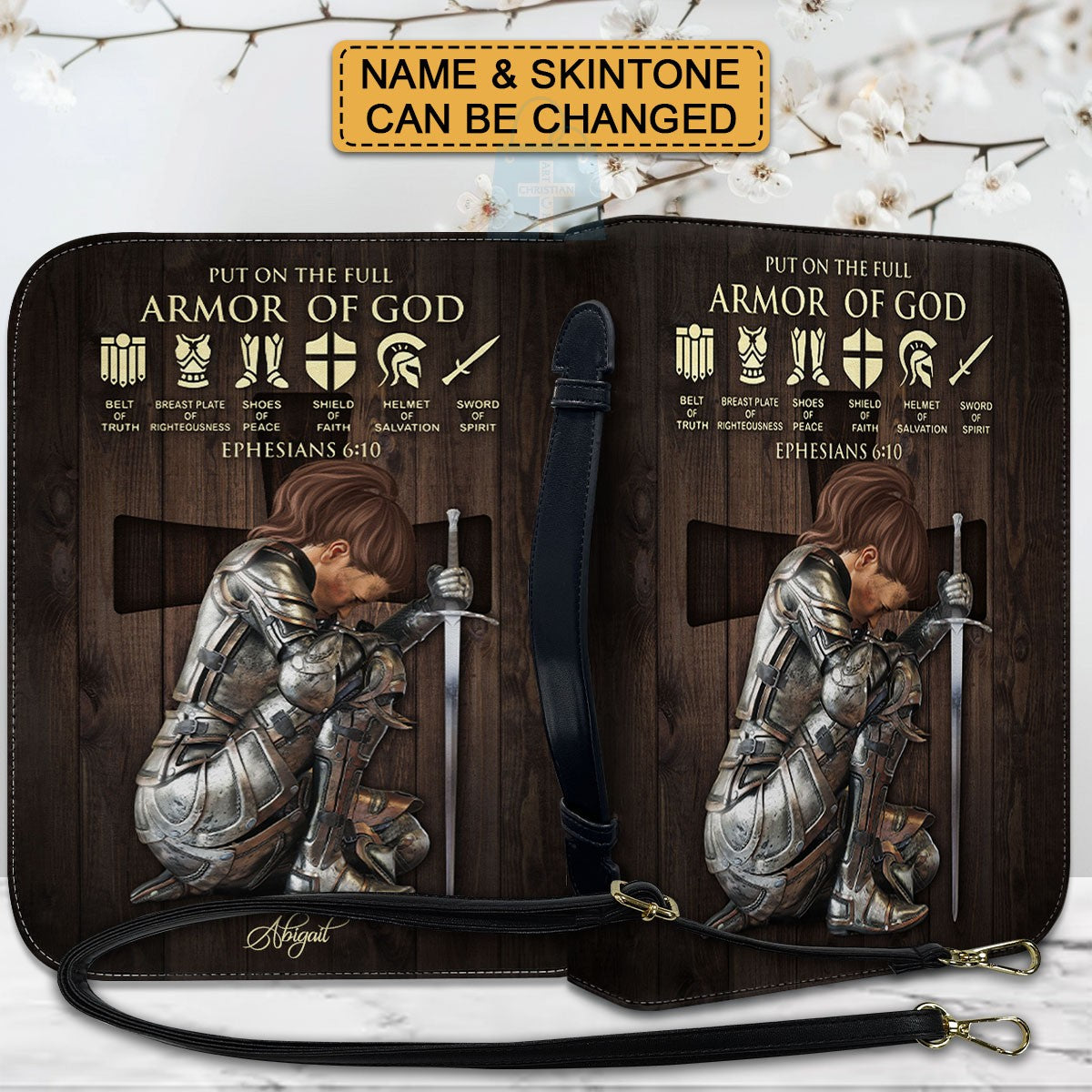 Personalized Armor of God Bible Cover – Custom Name & Scripture Christian Gift
