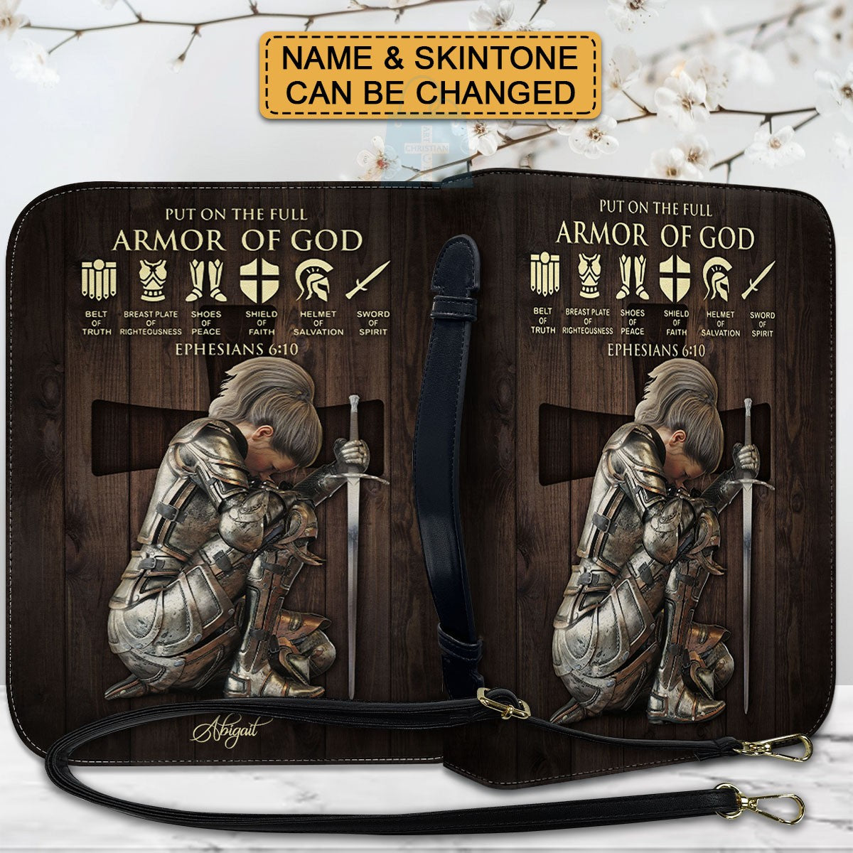 Personalized Armor of God Bible Cover – Custom Name & Scripture Christian Gift